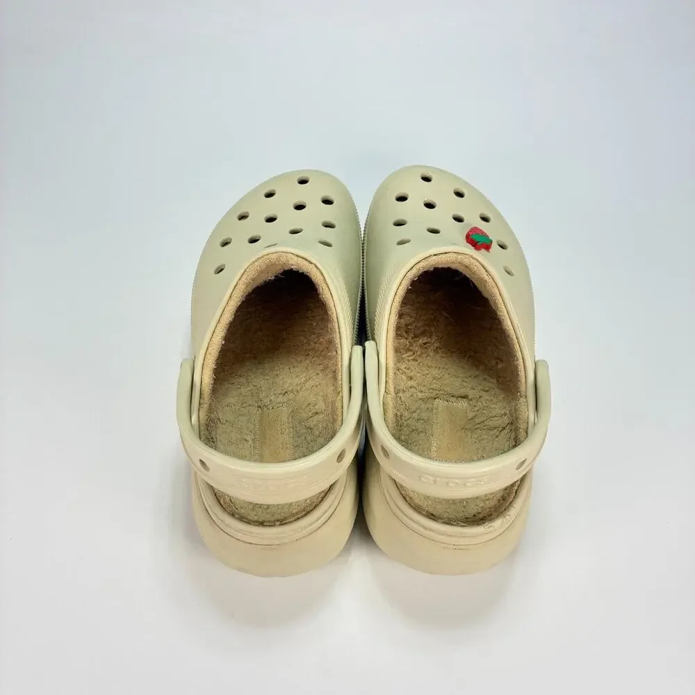 Crocs Classic Lined Clog Bone Comfort Faux Fur Lining Shoes 207938 Womens Size 8